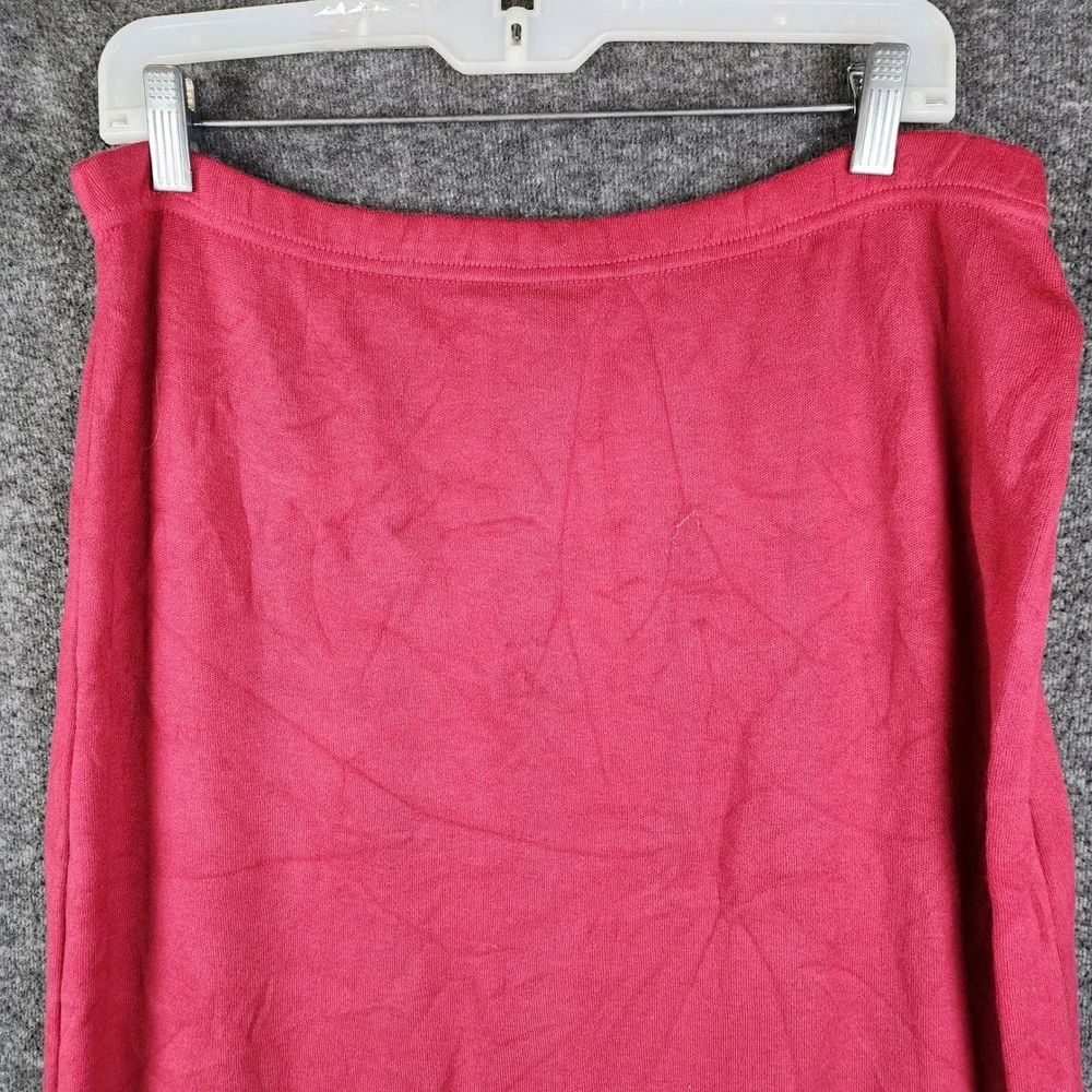 Allen Allen USA Maxi Skirt Women S/M Red Knit Elastic Waist Made in USA